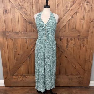 American Eagle teal floral jumpsuit